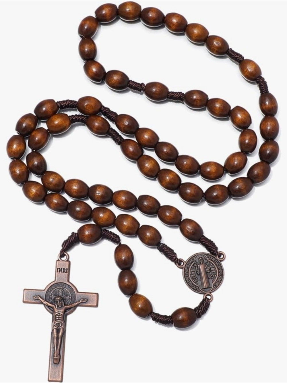 Wooden Rosary Necklace with Crucifix NEW!
